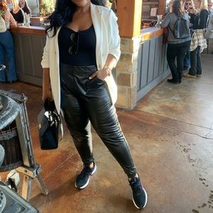 Black Faux Leather Joggers